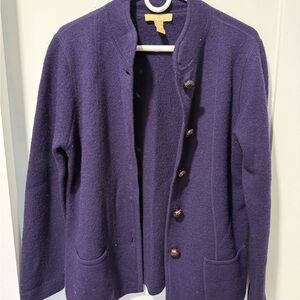 Kate Hill Deep Purple Wool Cardigan, Size L